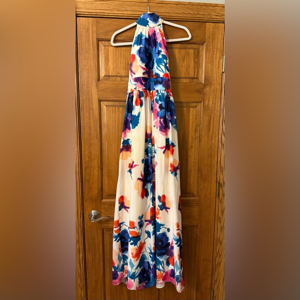Eliza J Multicolor Floral Halter Dress Maxi